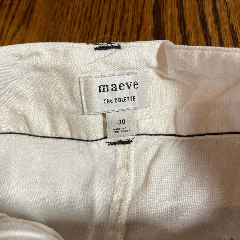 Maeve The Colette Wide-Leg Crop Pants White with Contrast Stitching - Picture 2 of 5